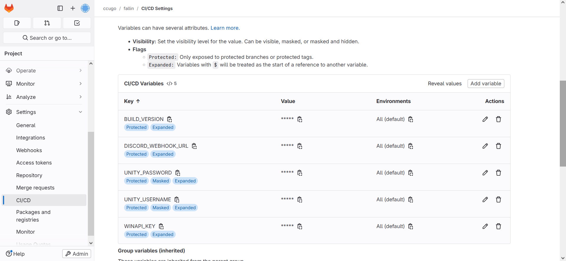 GitLab變數新增Discord Webhook URL