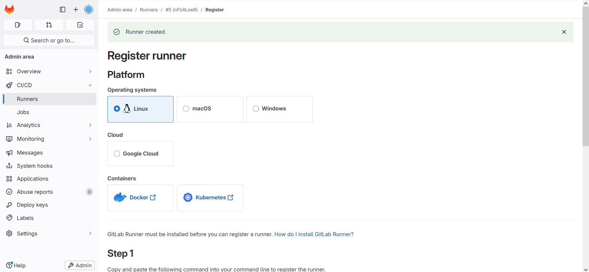 驗證GitLab Runner設定