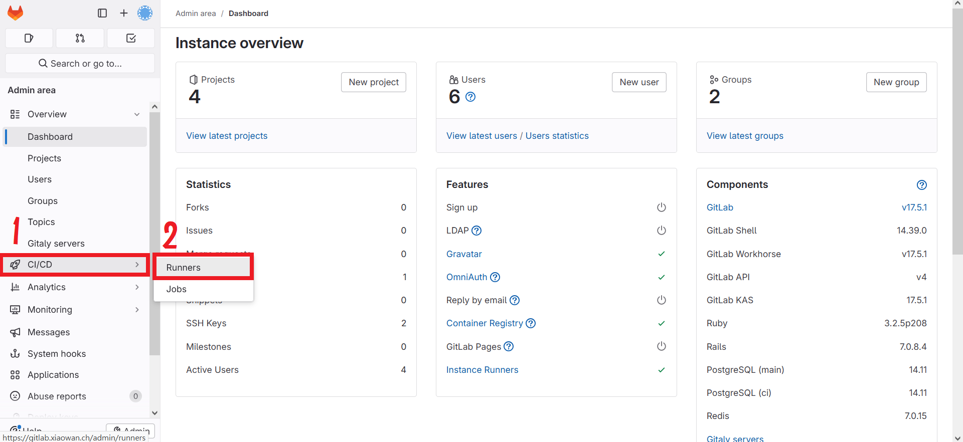 GitLab Runner設定頁面